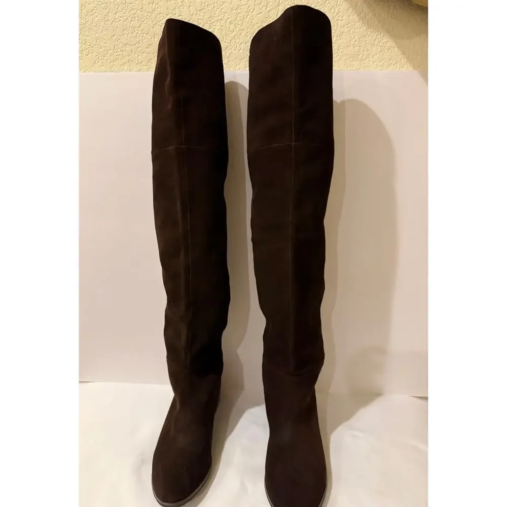 Chinese Laundry Riley Brown Suede Over The Knee OTK Flat Riding Boots Sz 7 NIB